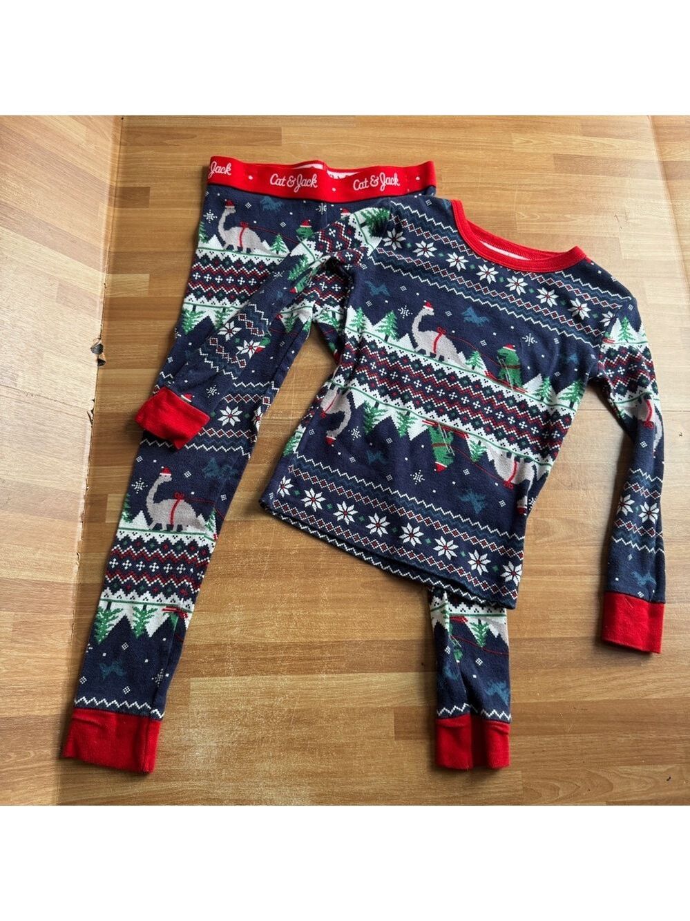Christmas pajamas unisex cotton two piece long sleeve holiday size 4